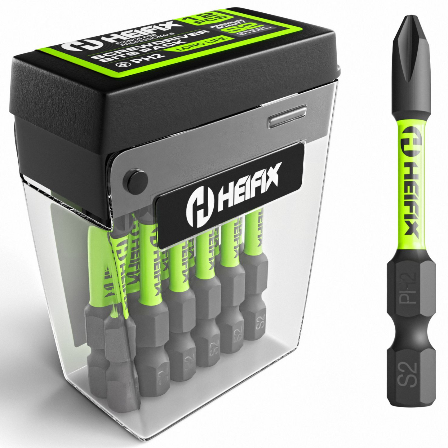 Heifix Impact Screwdriver Drill Screw Bit Sets PZ2 PH2 TicTac Box
