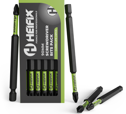 90mm PH2 Impact Long Screwdriver Bit Set (Magnetic) – Eco Storage Box – Heifix