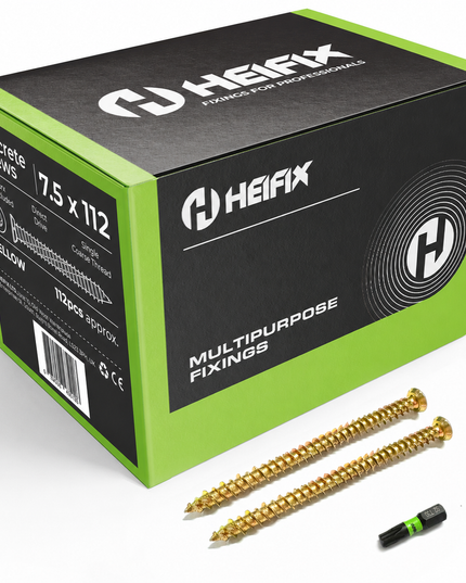 Concrete Screws (Carbon Steel, Zinc Plated) – Free T30 Torx Bit Included – Heifix