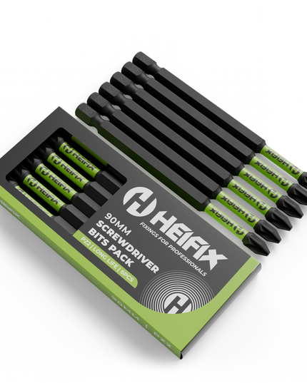 HEIFIX screwdriver bits pack with black and green design.