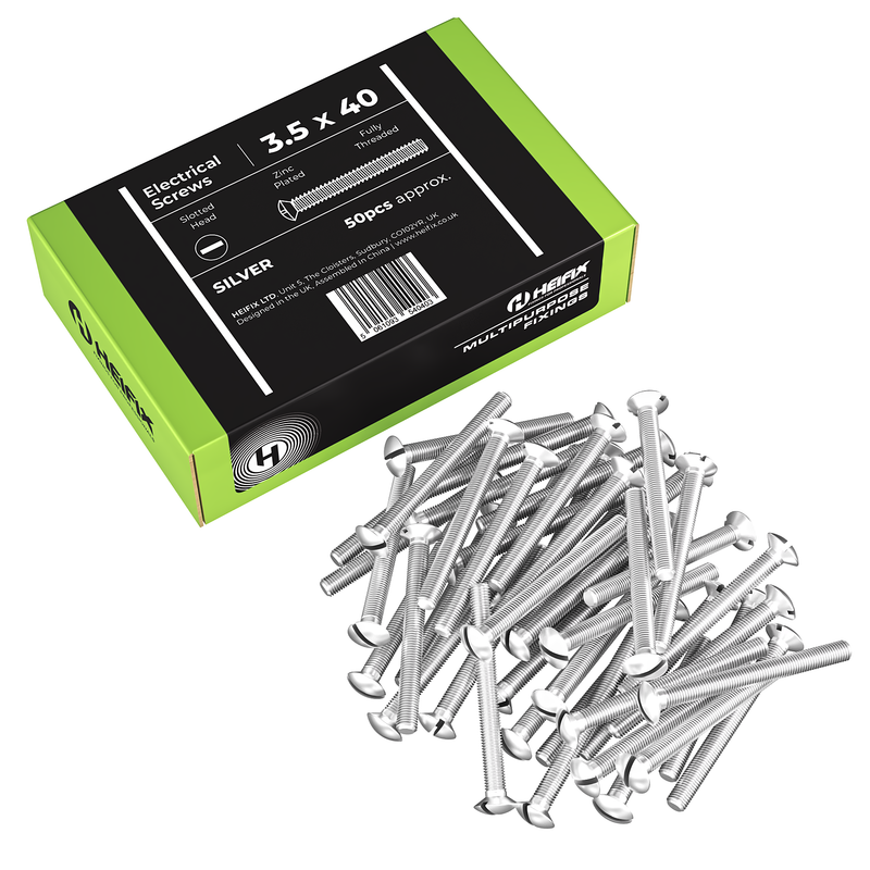 Heifix M3.5 Long Electrical Screws for Light Switches & Plug Sockets – 50 / 3.5 x 40mm