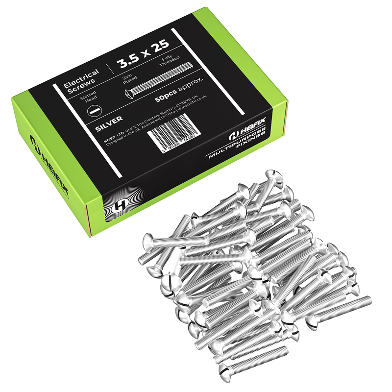 Heifix M3.5 Long Electrical Screws for Light Switches & Plug Sockets – 50 / 3.5 x 25mm