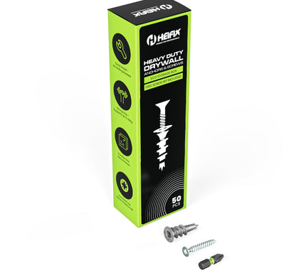 Heifix heavy duty drywall anchor kit with packaging and screws - Heifix