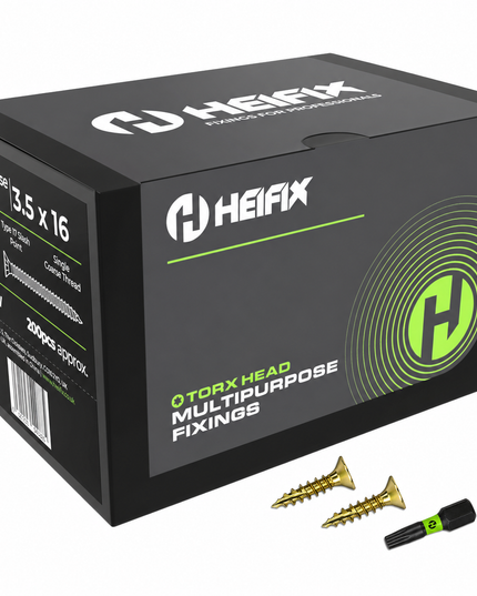 Multipurpose Wood Screws (TORX, Double Countersunk)‚ Free Screw Bit Included‚ Heifix