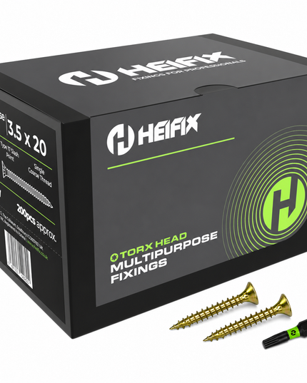 Multipurpose Wood Screws (TORX, Double Countersunk)‚ Free Screw Bit Included‚ Heifix