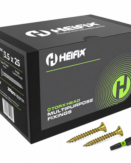 Multipurpose Wood Screws (TORX, Double Countersunk)‚ Free Screw Bit Included‚ Heifix