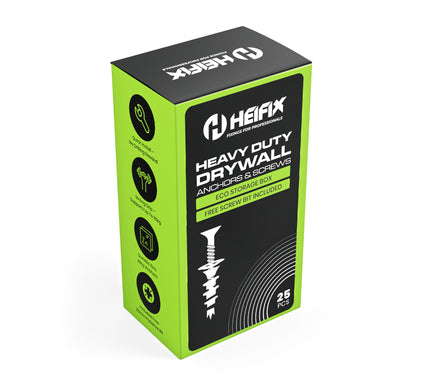 HEIFIX heavy-duty drywall anchors and screws packaging - Heifix
