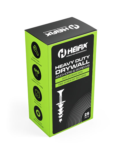 HEIFIX heavy-duty drywall anchors and screws packaging - Heifix