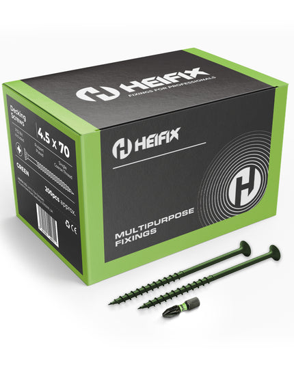 Decking Screws Pozi Countersunk – Free Screw Bit Included – Heifix