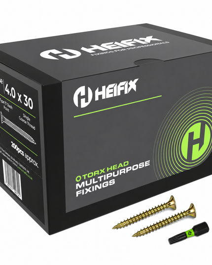 Multipurpose Wood Screws (TORX, Double Countersunk)‚ Free Screw Bit Included‚ Heifix