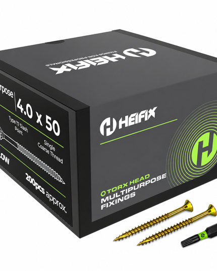 Multipurpose Wood Screws (TORX, Double Countersunk)‚ Free Screw Bit Included‚ Heifix