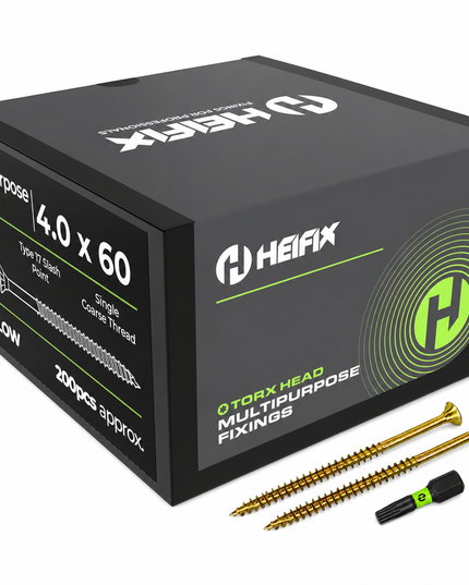 Multipurpose Wood Screws (TORX, Double Countersunk)‚ Free Screw Bit Included‚ Heifix