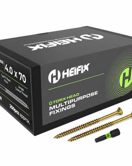 Multipurpose Wood Screws (TORX, Double Countersunk)‚ Free Screw Bit Included‚ Heifix