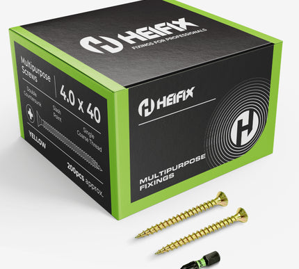 Multipurpose Wood Screws (Pozi, Double Countersunk) – Free Screw Bit Included – Heifix