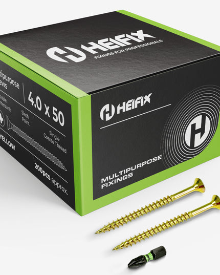 HEIFIX screw packaging with screws displayed in front - Heifix