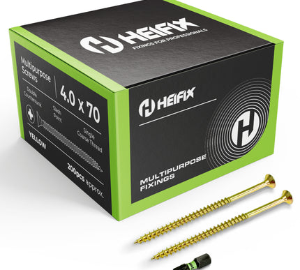 HEIFIX screw packaging with screws displayed in front - Heifix