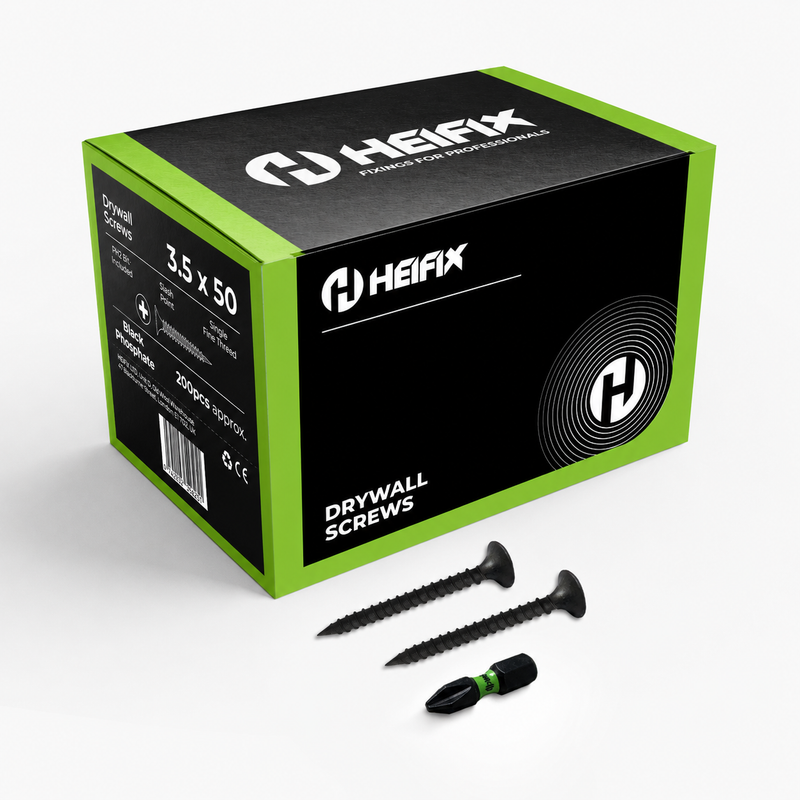 Drywall Plasterboard Screws – Free PH2 Screw Bit Included – Heifix – 200 / 3.5 x 50mm