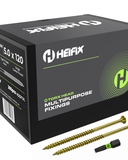 Multipurpose Wood Screws (TORX Double Countersunk) - Free Screw Bit Included - Heifix