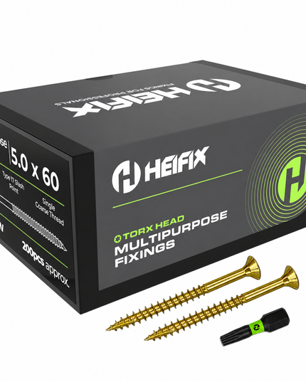 Multipurpose Wood Screws (TORX, Double Countersunk)‚ Free Screw Bit Included‚ Heifix