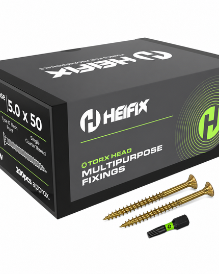 Multipurpose Wood Screws (TORX, Double Countersunk)‚ Free Screw Bit Included‚ Heifix
