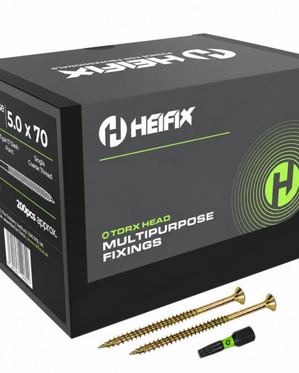 Multipurpose Wood Screws (TORX, Double Countersunk)‚ Free Screw Bit Included‚ Heifix