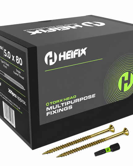 Multipurpose Wood Screws (TORX, Double Countersunk)‚ Free Screw Bit Included‚ Heifix