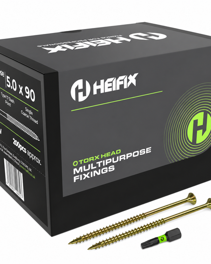 Multipurpose Wood Screws (TORX, Double Countersunk)‚ Free Screw Bit Included‚ Heifix