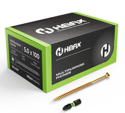 Multipurpose Wood Screws (Pozi, Double Countersunk) – Free Screw Bit Included – Heifix
