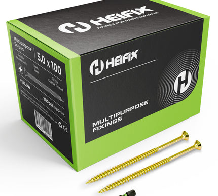 Multipurpose Wood Screws (Pozi, Double Countersunk) – Free Screw Bit Included – Heifix