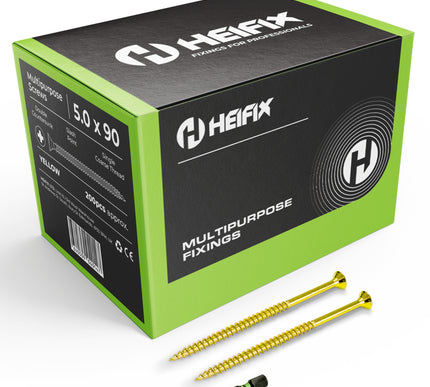 Multipurpose Wood Screws (Pozi, Double Countersunk) – Free Screw Bit Included – Heifix