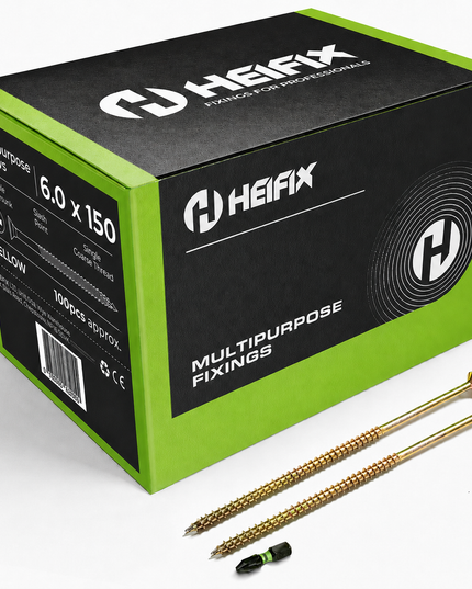 Multipurpose Wood Screws (Pozi, Double Countersunk)‚ Free Screw Bit Included‚ Heifix