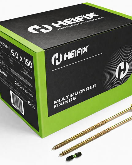 Multipurpose Wood Screws (Pozi, Double Countersunk)‚ Free Screw Bit Included‚ Heifix