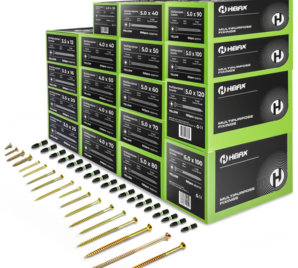 6000 Piece Wood Screw Assortment Bundle – Pozi Double Countersunk (3.5–6mm x 12–120mm) – Heifix