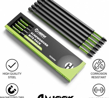 PZ2 Impact Long Screwdriver Bit Set 150mm (Magnetic) – Heifix