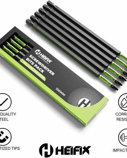 150mm PZ2 Impact Long Screwdriver Bit Set (Magnetic) – Heifix