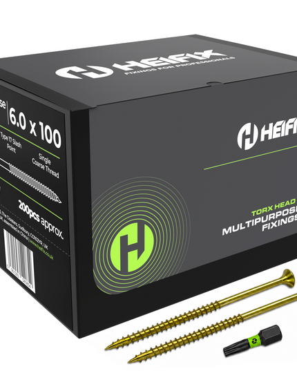 Multipurpose Wood Screws (TORX Double Countersunk) - Free Screw Bit Included - Heifix