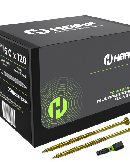 Multipurpose Wood Screws (TORX Double Countersunk) - Free Screw Bit Included - Heifix