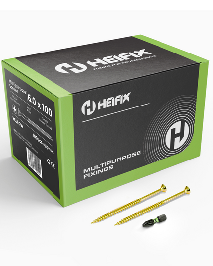 Multipurpose Wood Screws (Pozi, Double Countersunk) – Free Screw Bit Included – Heifix