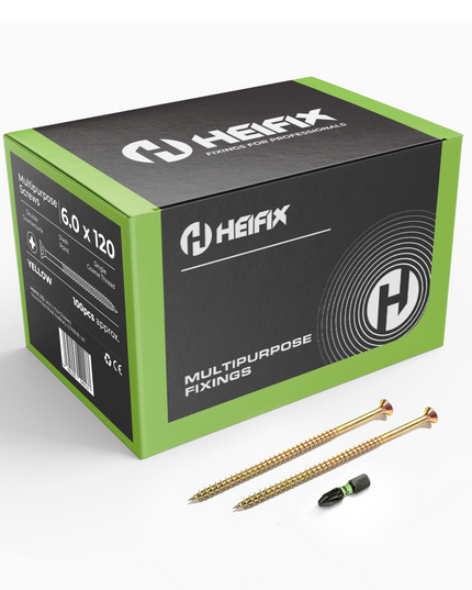 Multipurpose Wood Screws (Pozi, Double Countersunk) – Free Screw Bit Included – Heifix
