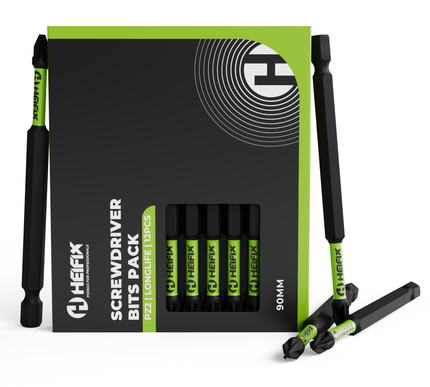 HEIFIX screwdriver bits pack with black and green design- Heifix