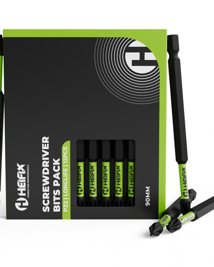 HEIFIX screwdriver bits pack with black and green design- Heifix