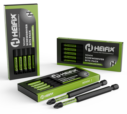 90mm PH2 Impact Long Screwdriver Bit Set (Magnetic) – Eco Storage Box – Heifix