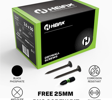 Drywall Plasterboard Screws – Free PH2 Screw Bit Included – Heifix