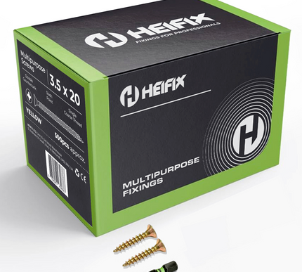 Multipurpose Wood Screws (Pozi, Double Countersunk) – Free Screw Bit Included – Heifix