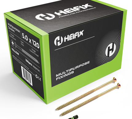 Multipurpose Wood Screws (Pozi, Double Countersunk) – Free Screw Bit Included – Heifix
