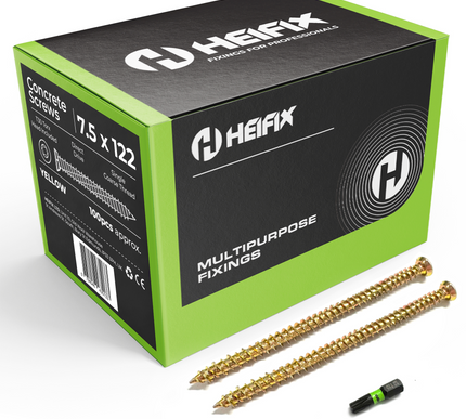 Concrete Screws (Carbon Steel, Zinc Plated) – Free T30 Torx Bit Included – Heifix