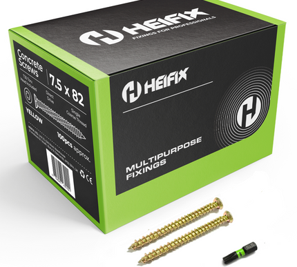 Concrete Screws (Carbon Steel, Zinc Plated) – Free T30 Torx Bit Included – Heifix