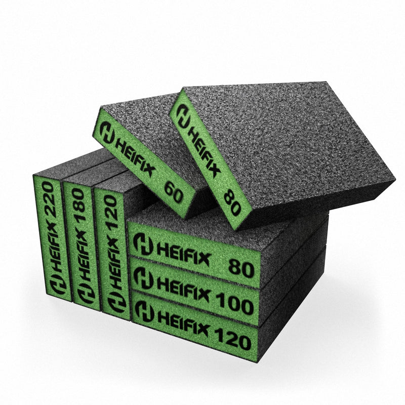 Heifix 8 Piece Multipurpose Sanding Block Pads Set – Mixed Grit Pack 60/80/100/120/180/220 – Default Title