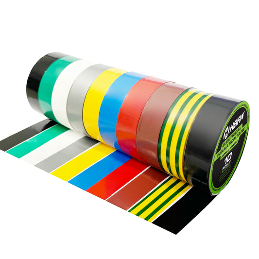 Heifix Ultra Electrical Insulation Tape 10 Rolls Multi-Colour Pack 20m x 19mm