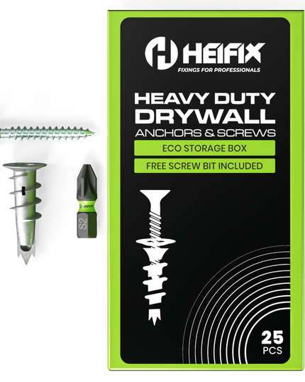 HEIFIX heavy-duty drywall anchors and screws set with packaging - Heifix